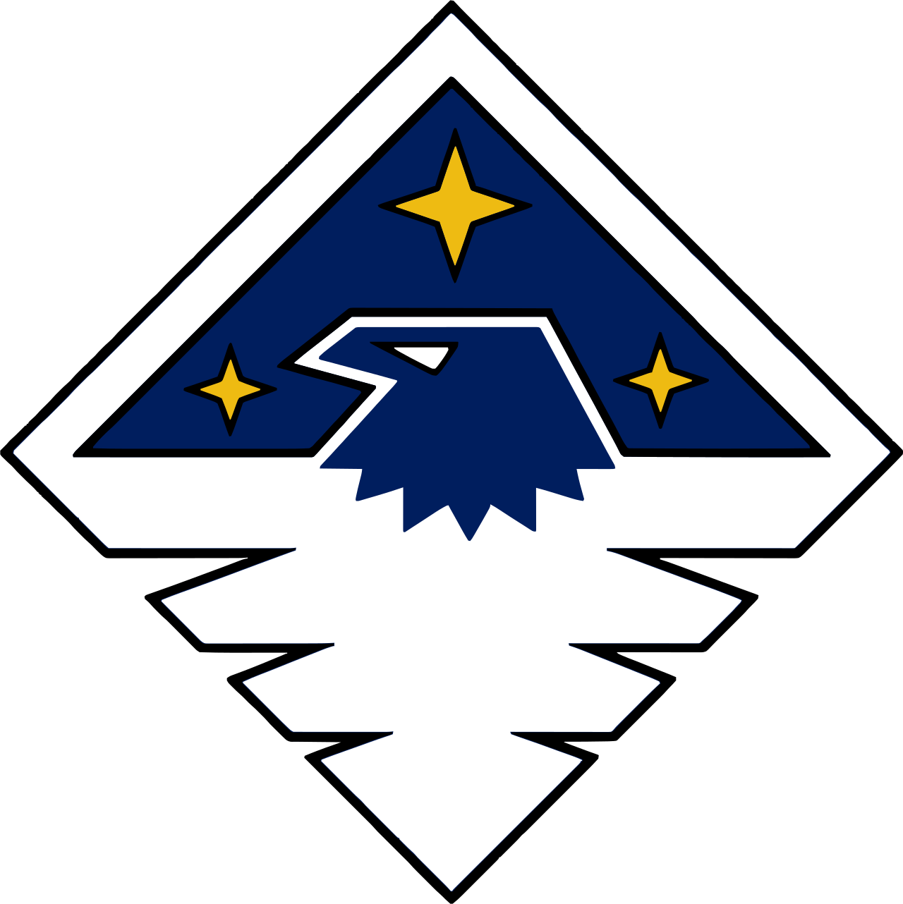 Valor eagle emblem: navy diamond with a white eagle and gold stars
